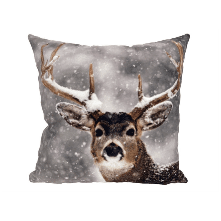 Kissen mit Hirschmotiv im Schnee 40 cm