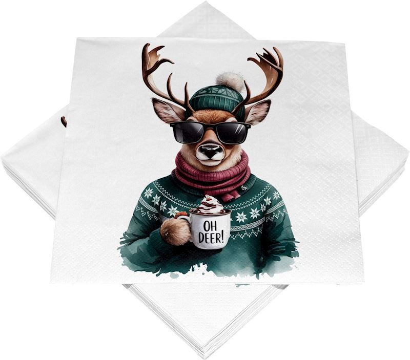 Serviette Elch mit Sonnenbrille Serviette Elch mit Sonnenbrille