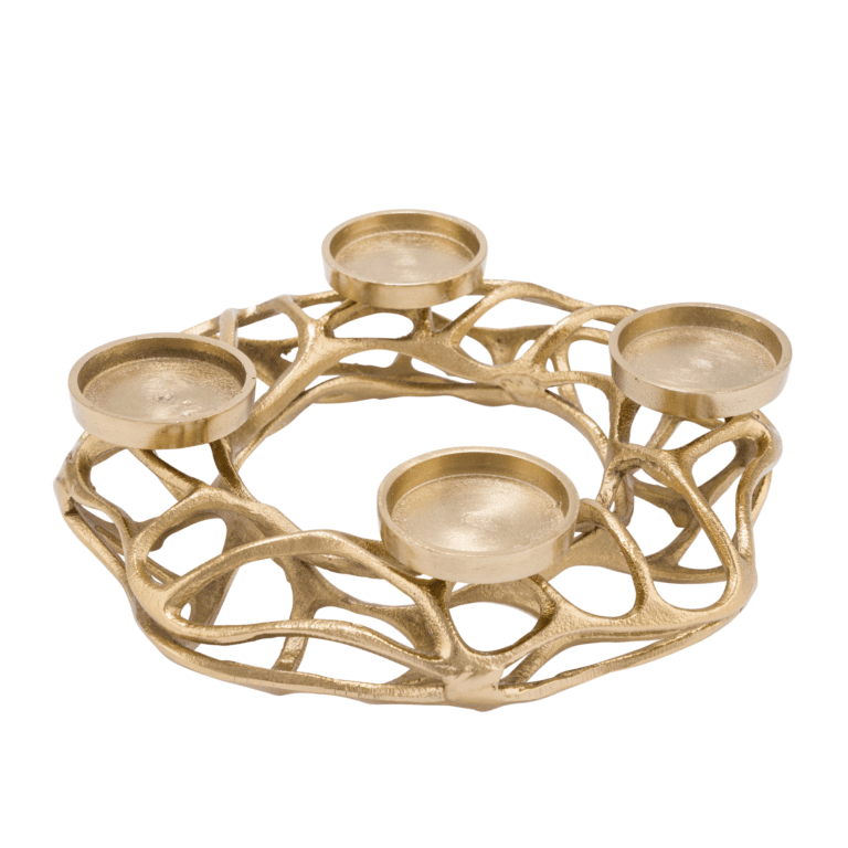 Kerzenhalter Adventskranz aus Metall in Gold Ø 24 cm
