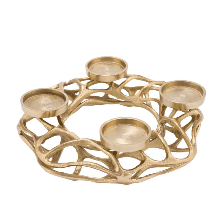 Kerzenhalter Adventskranz aus Metall in Gold Ø 29 cm