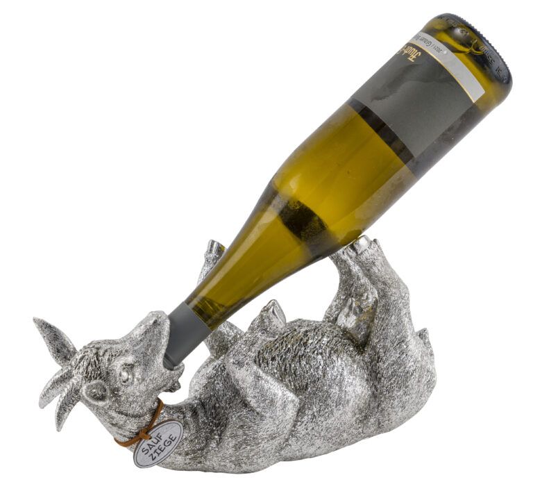 Flaschenhalter Saufziege in Gold