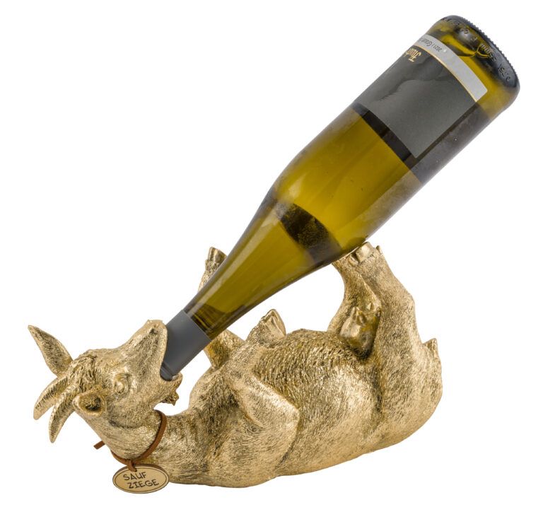 Flaschenhalter Saufziege in Gold