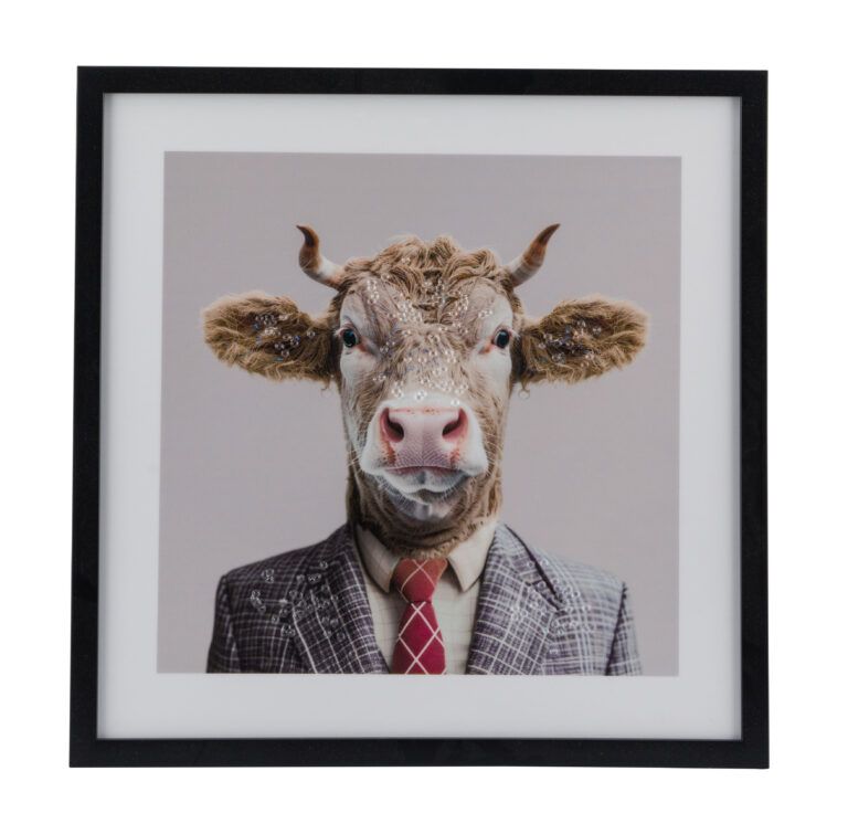 Bild mit Eselmotiv hinter Plexiglas mit funkelnden Highlights