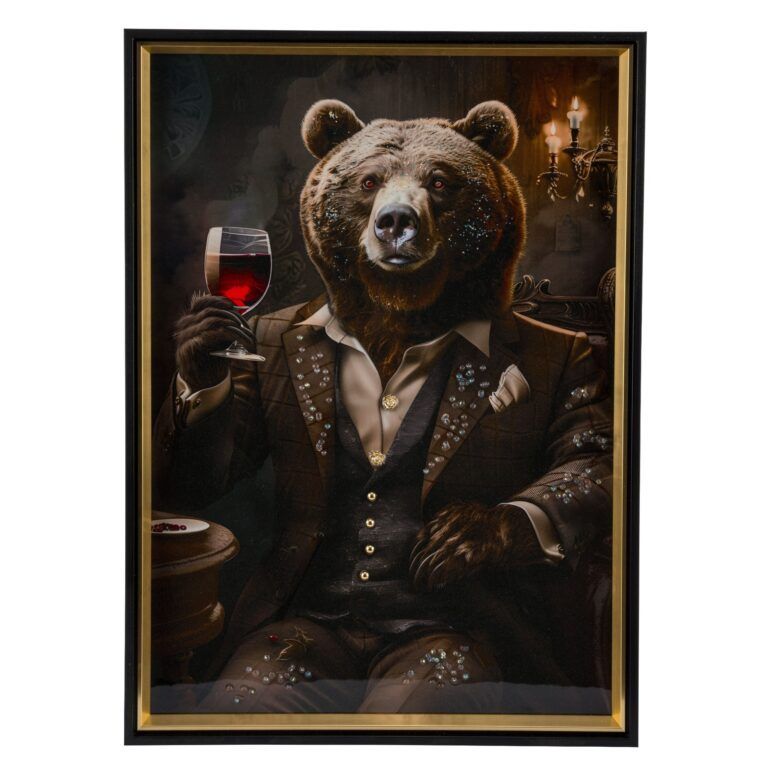 Bild mit Eselmotiv hinter Plexiglas mit funkelnden Highlights