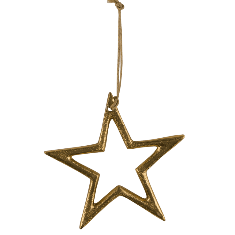 Stern Aufhänger aus Metall in Gold 9 cm