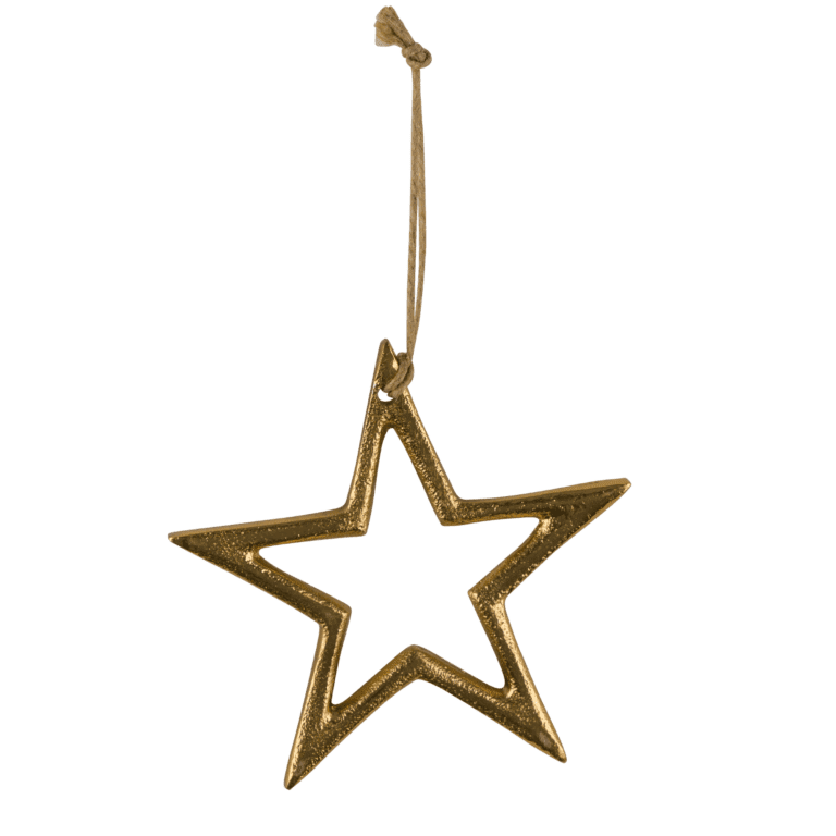 Stern Aufhänger aus Metall in Gold 9 cm