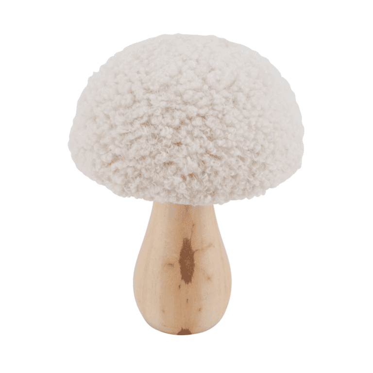 Pilz aus Holz mit Plüschkappe 13.5 cm