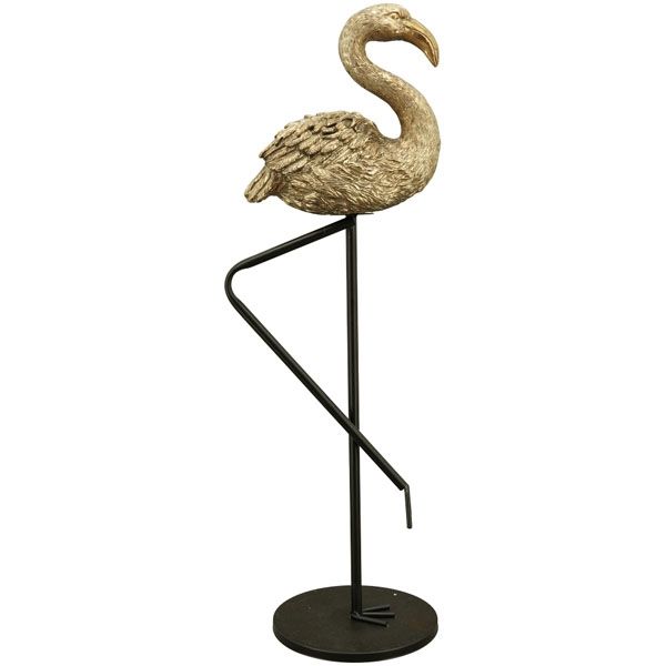 Flamingo in Gold aus Polyresin 70 cm
