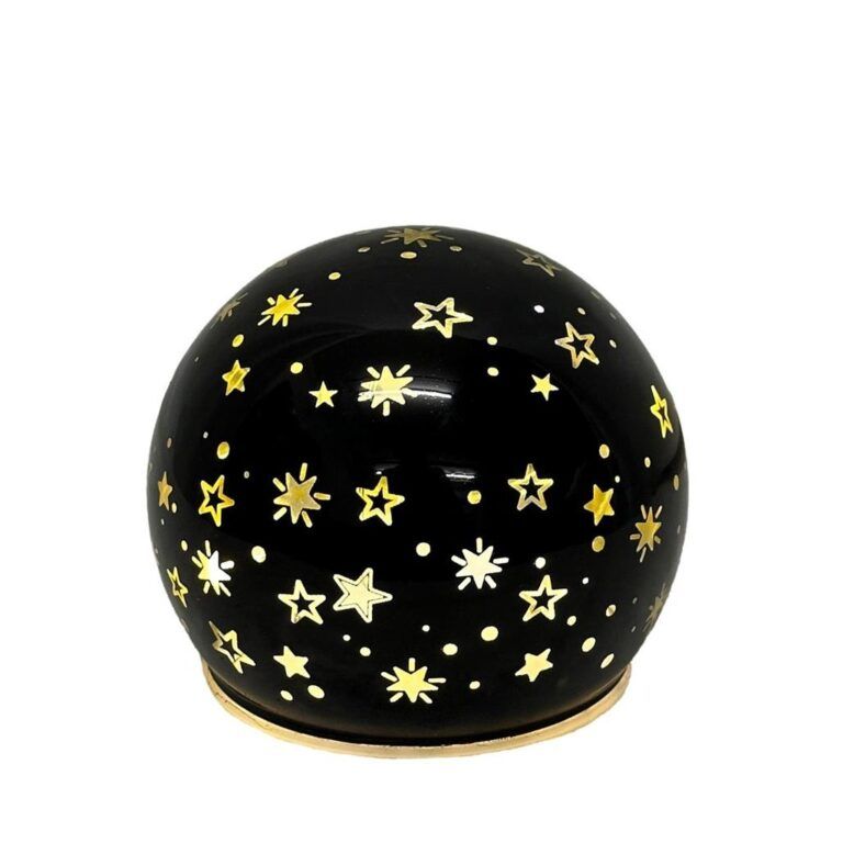 LED Glaskugel in schwarz mit Timer 10 cm