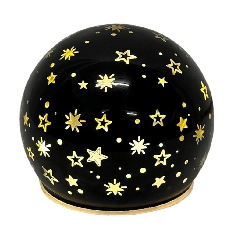 LED Glaskugel in schwarz mit Timer 12 cm