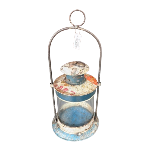 Laterne Antique rusty Metall Blau-Rot