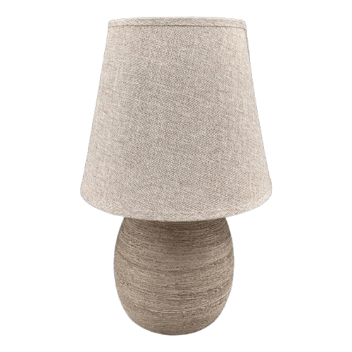 Tischlampe Keramik in Creme mit Lampenschirm 24 cm