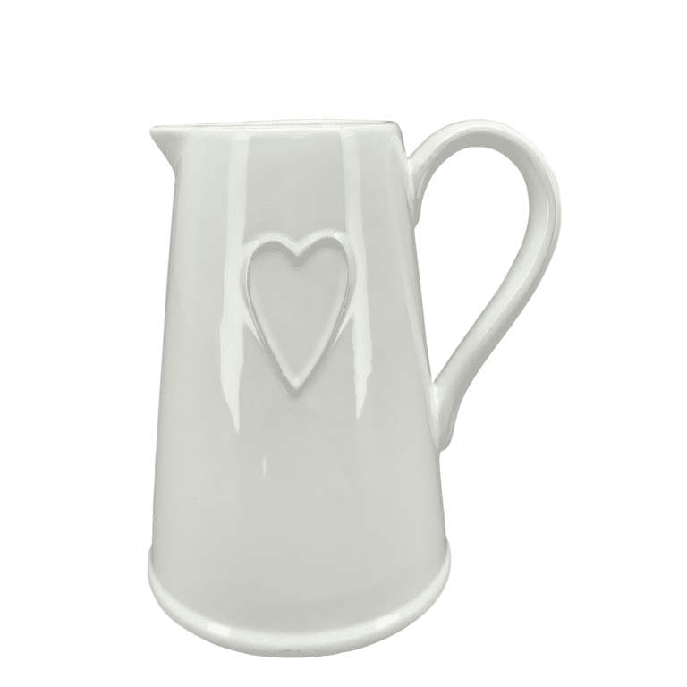 Krug / Kanne mit Herz aus Keramik (Stoneware) in Weiss