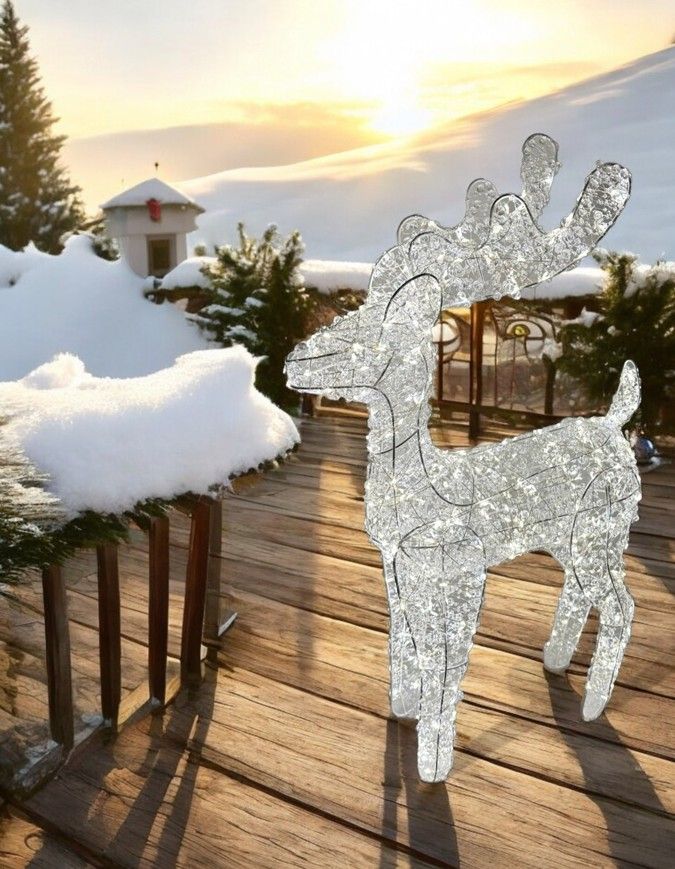 Rentier LED Outdoor mit 500 LED weissen Kristallpunkten Rentier LED Outdoor mit 500 LED weissen Kristallpunkten