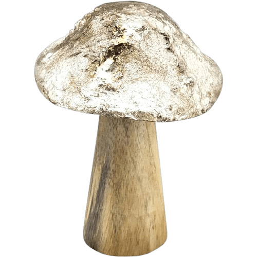 Pilz Aufsteller aus Mangoholz mit Schimmer 13 cm