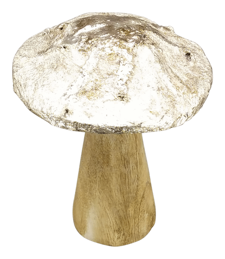 Pilz Aufsteller aus Mangoholz mit Schimmer 16 cm