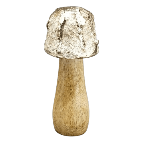Pilz Aufsteller aus Mangoholz mit Schimmer 13 cm