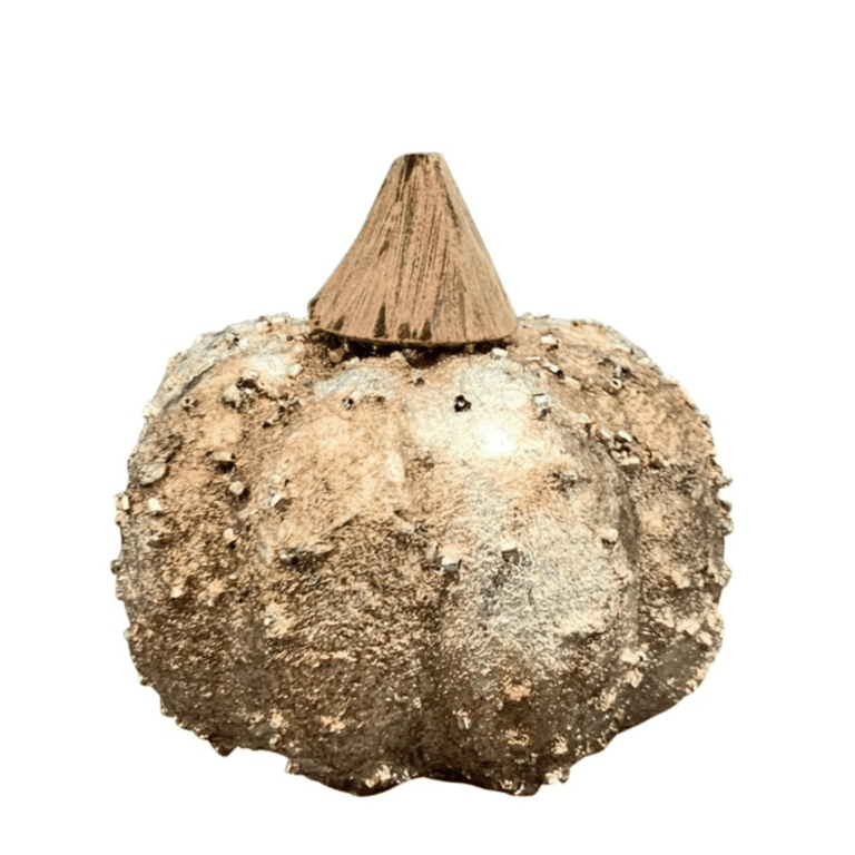 Kürbis aus Holz mit Champagner Schimmer 9 cm