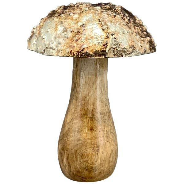 Pilz Aufsteller aus Mangoholz mit Schimmer 14 cm