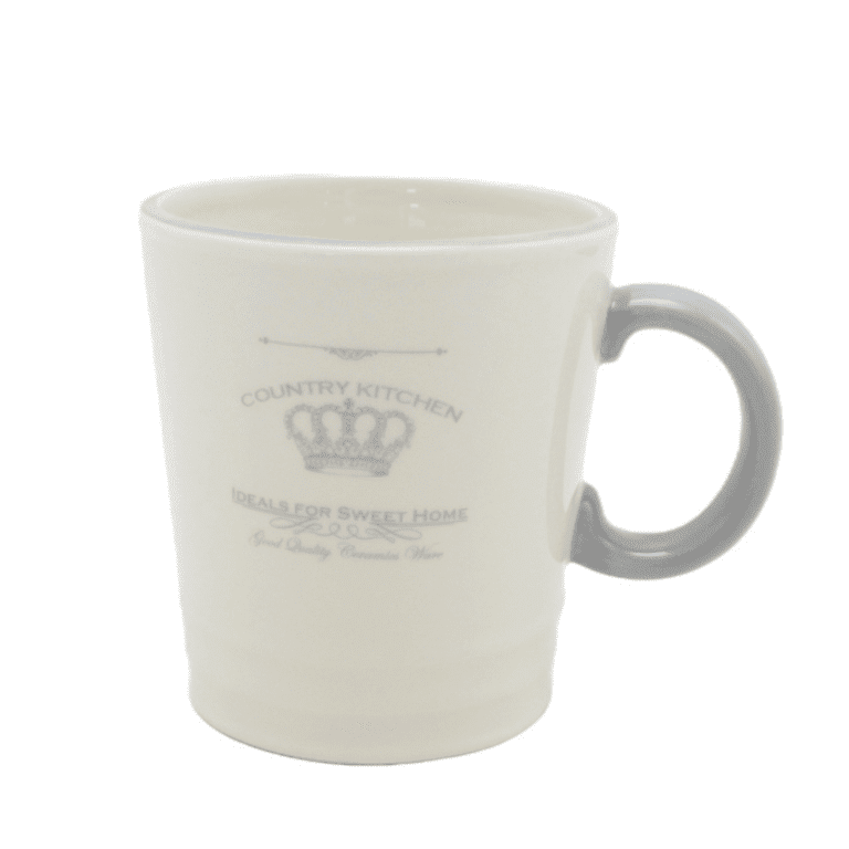 Tasse mit Krone in Weiss-Grau