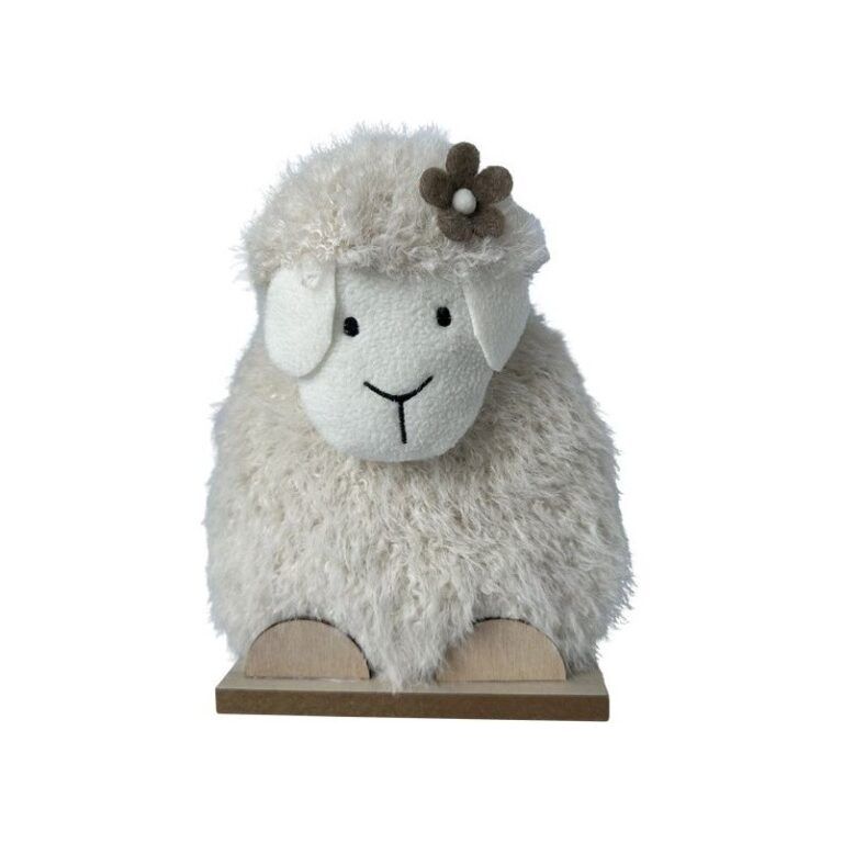 Aufsteller Schaf in Creme-weiss aus Plüsch 27 cm