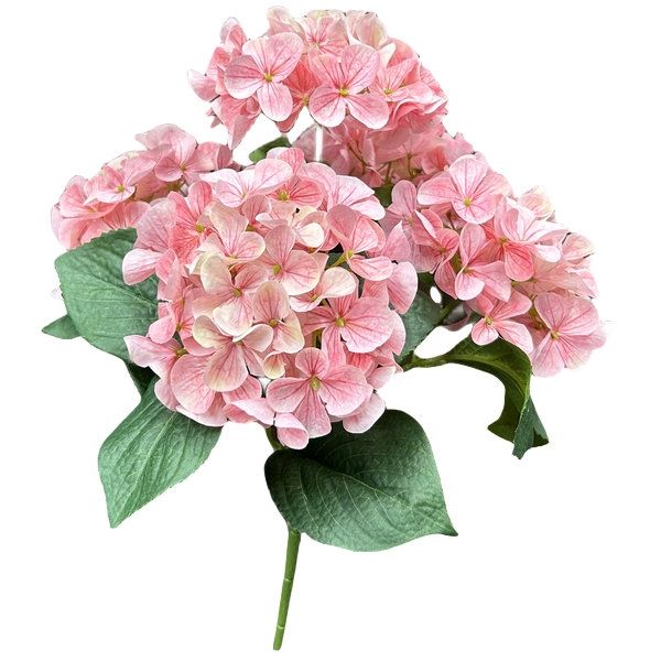 Hortensienbusch Kunstblume in Rosa mit 5 Köpfen 40 cm