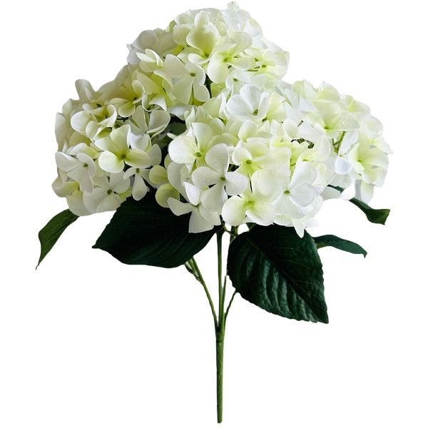 Hortensienbusch Kunstblume in Weiss mit 5 Köpfen 40 cm