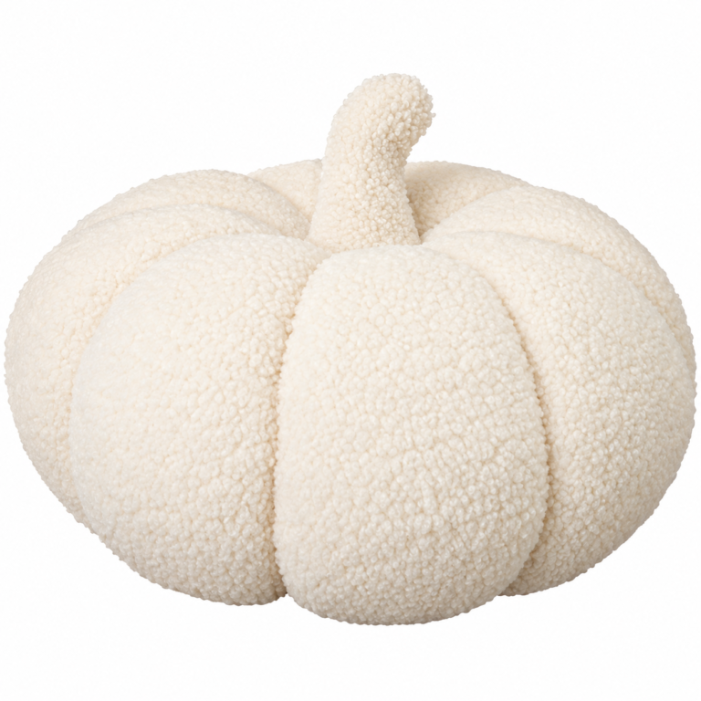 Kürbis Kissen aus Stoff in Creme 30 cm