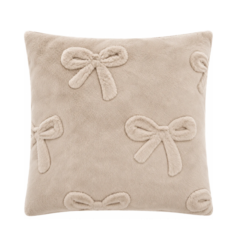 Kissen mit Muster aus Plüsch in Beige 45 cm