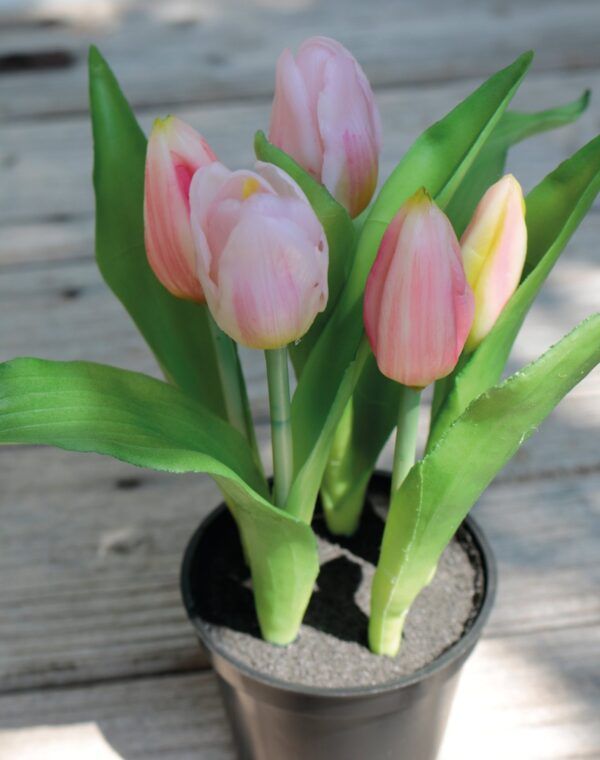 Tulpen im Topf künstlich real touch in rosa