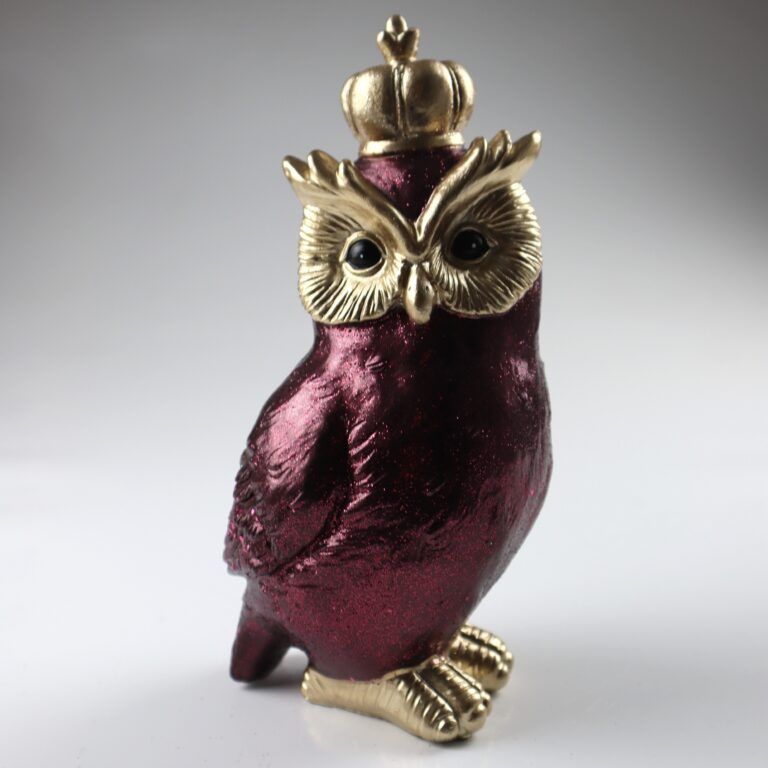 Eule Aufsteller in Beere/Gold 24 cm