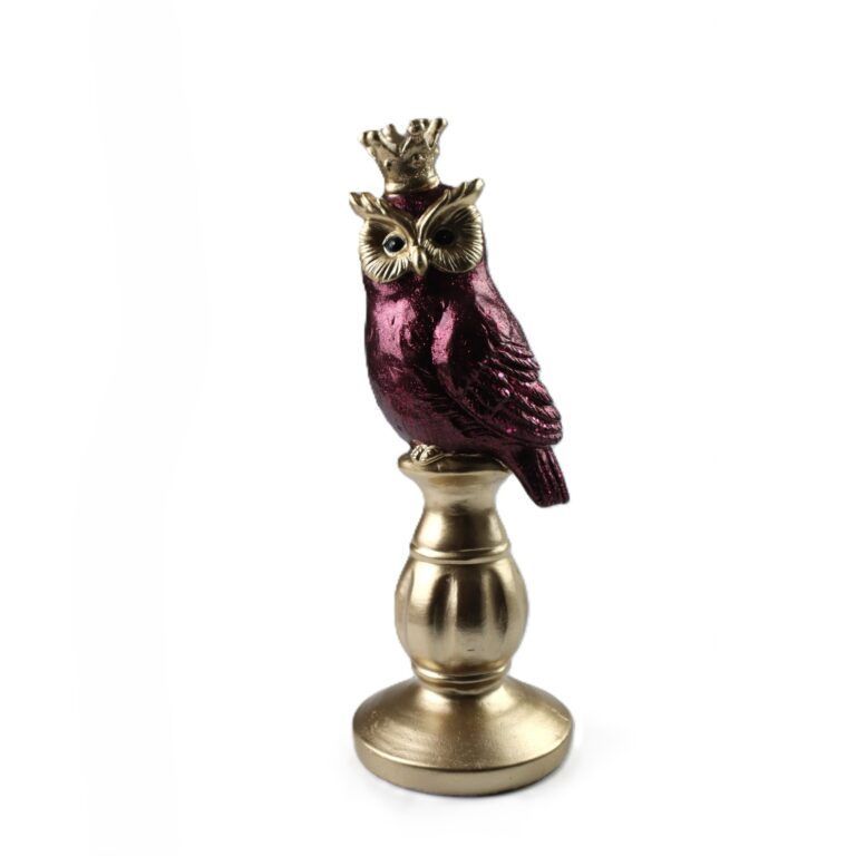 Eule Aufsteller in Beere/Gold 30 cm