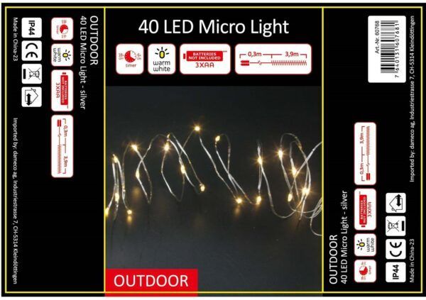 Lichterkette Microdraht LED Outdoor 390 cm mit Timer