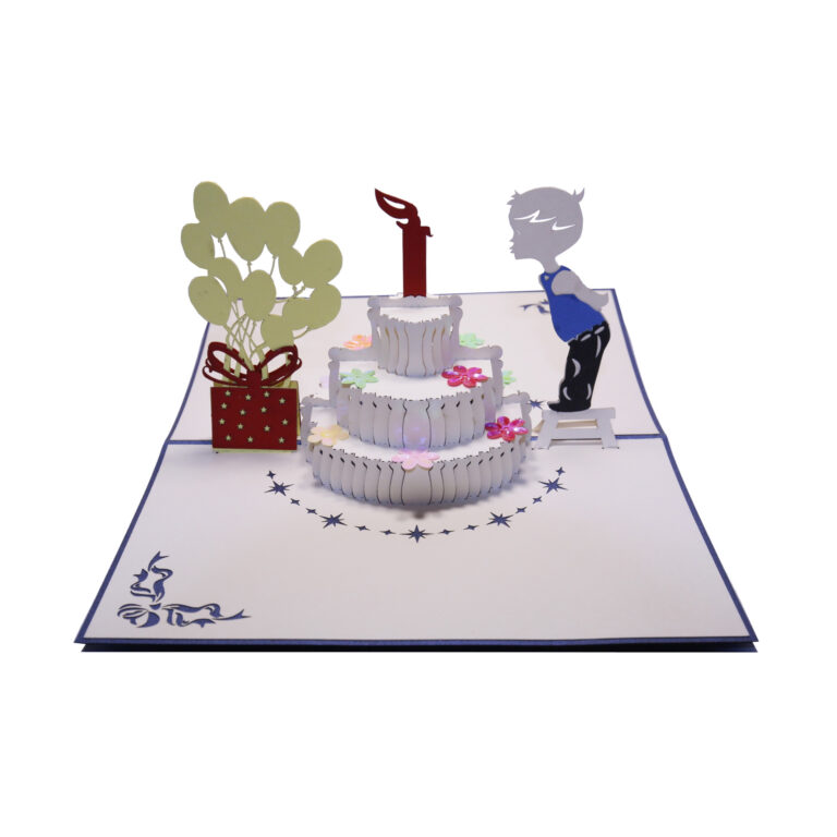Karte 3D Geburtstagstorte mit Junge