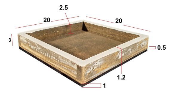 Tablett aus Naturholz quadratisch 20 cm