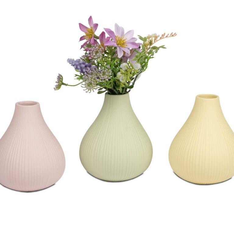 Vase aus Porzellan matt in 3 Pastellfarben 11 cm