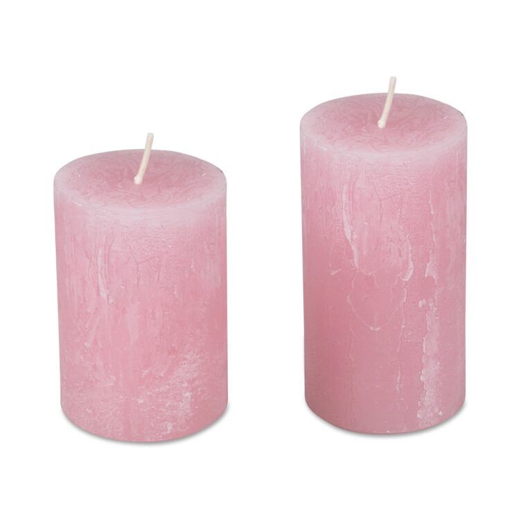 Kerze rustikal in Rosa / 2 Grössen