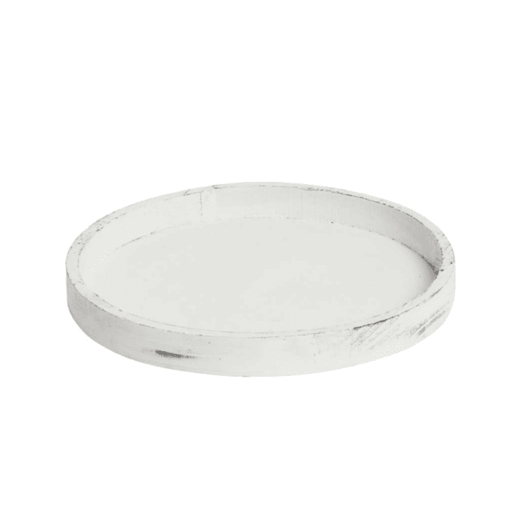 Tablett aus Holz in weiss 30 cm
