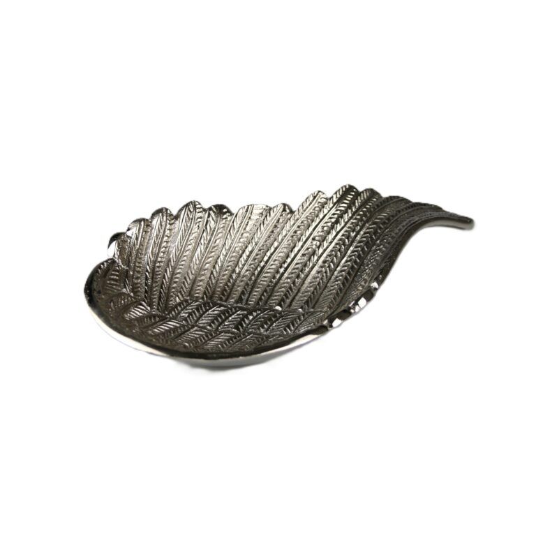 Schale Engelsflügel aus Metall Silber 20 cm