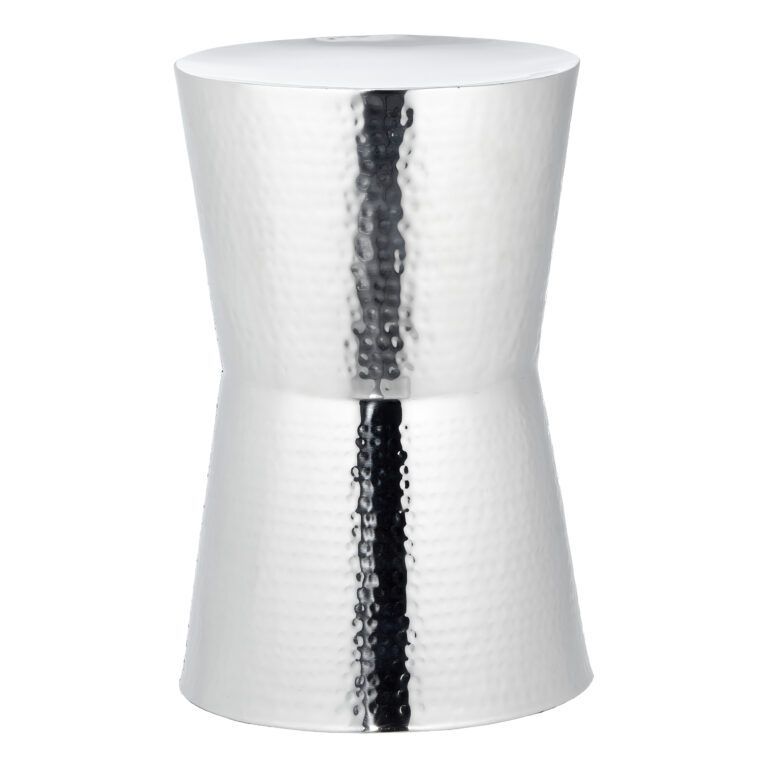 Beistelltisch / Hocker aus Edelstahl gehämmert 45 cm