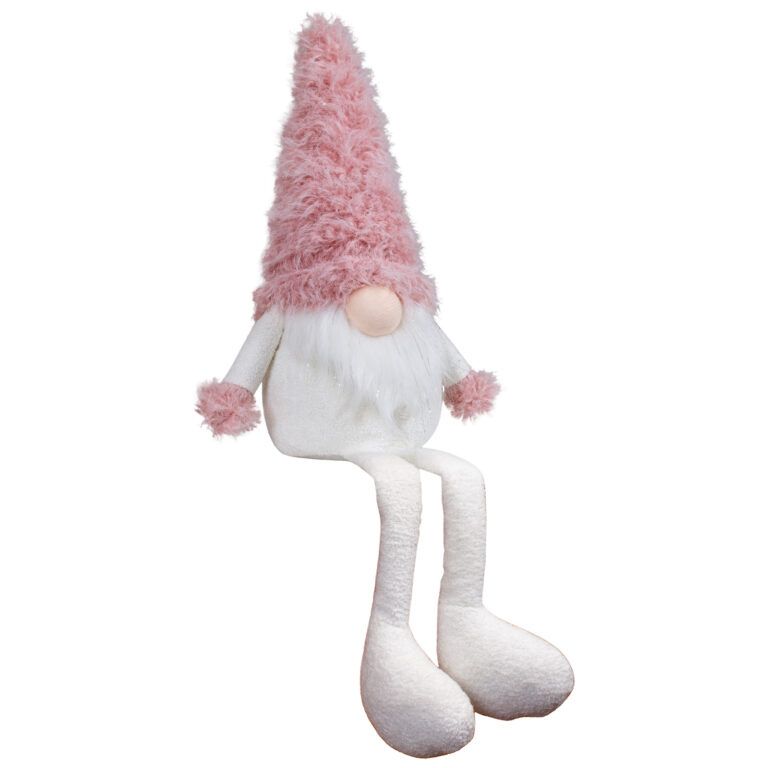 Wichtel Wackelgnom "Mümpfeli" mit leuchtender Nase in Weiss 63 cm