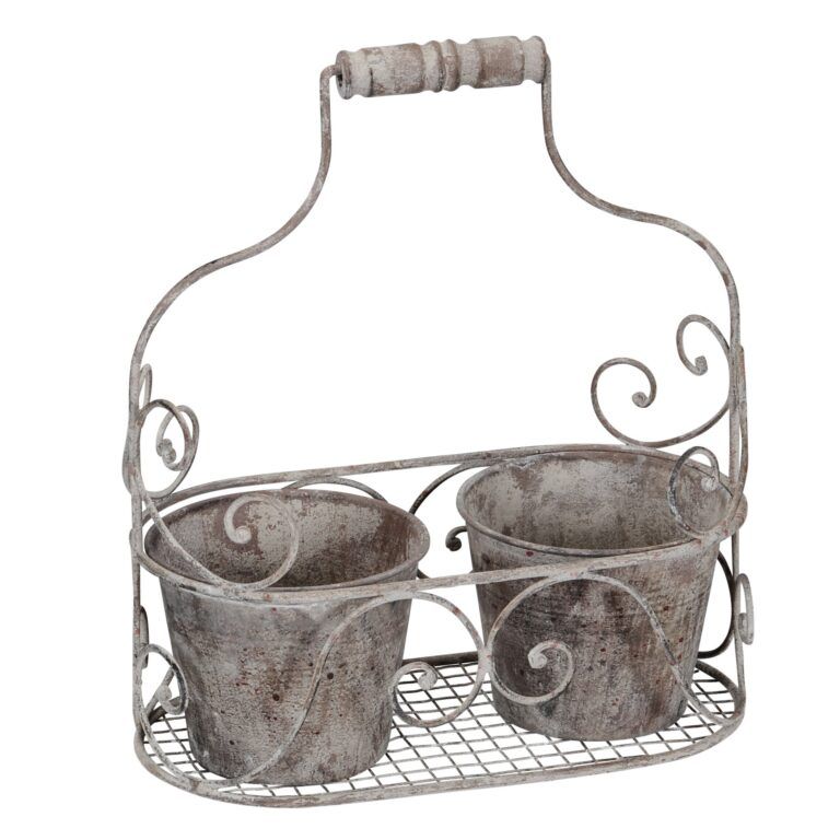 Töpfe im Metallgestell zum bepflanzen