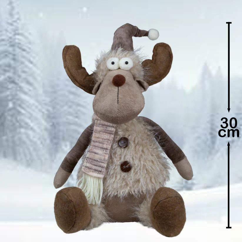 Elch sitzend mit witzigem Blick 41 cm Elch sitzend mit witzigem Blick 41 cm