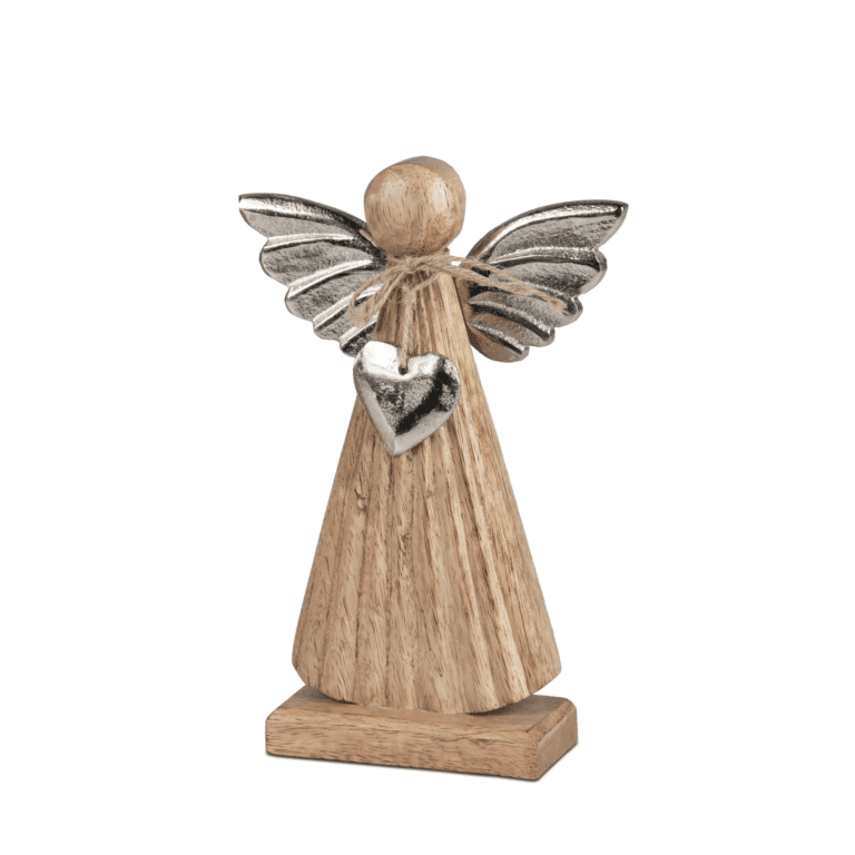 Engel Aufsteller aus Aluminium und Mangoholz 17 cm Engel Aufsteller aus Aluminium und Mangoholz 17 cm