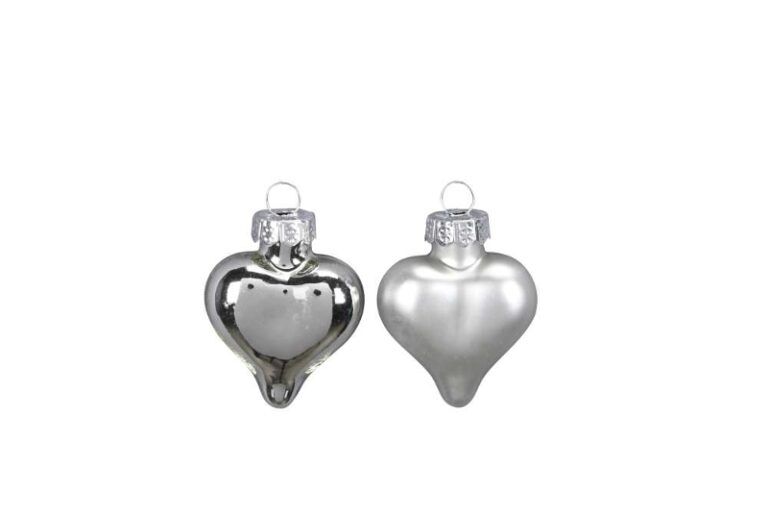Weihnachtskugeln Herz 24 Stk. 3 cm in silber