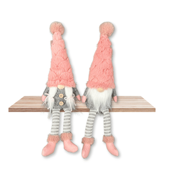 Wichtel Kantenhocker "Todd & Shelby" in Rosa-Grau 56 cm