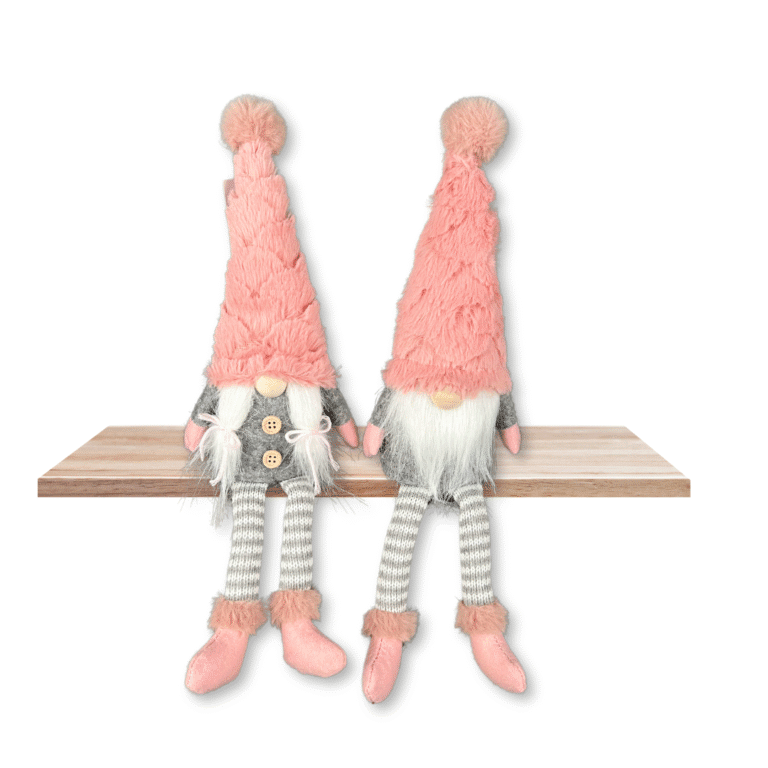 Wichtel Kantenhocker "Todd & Shelby" in Rosa-Grau 56 cm