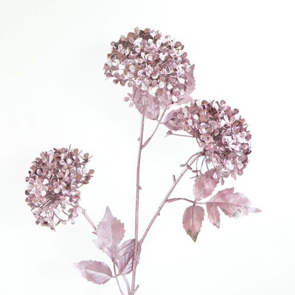 Hortensie Blüten 3 Stück in Rosa in Chrom glänzend