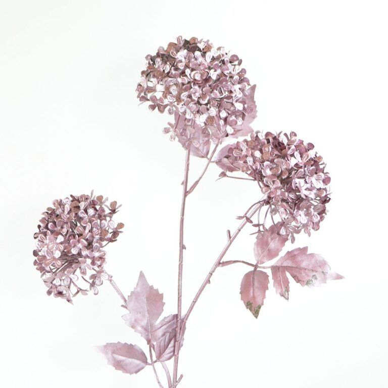 Hortensie Blüten 3 Stück in Rosa in Chrom glänzend