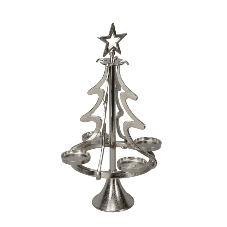 Adventskranz Tanne aus Metall silber 55 cm